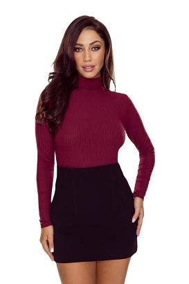 Bluzka damska z długim rękawem i golfem Matylda bordowa