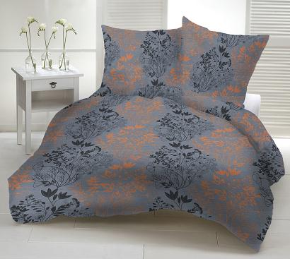 Pościel z kory 200x220 stalowa grafitowa pomarańczowa krzewy kwiaty