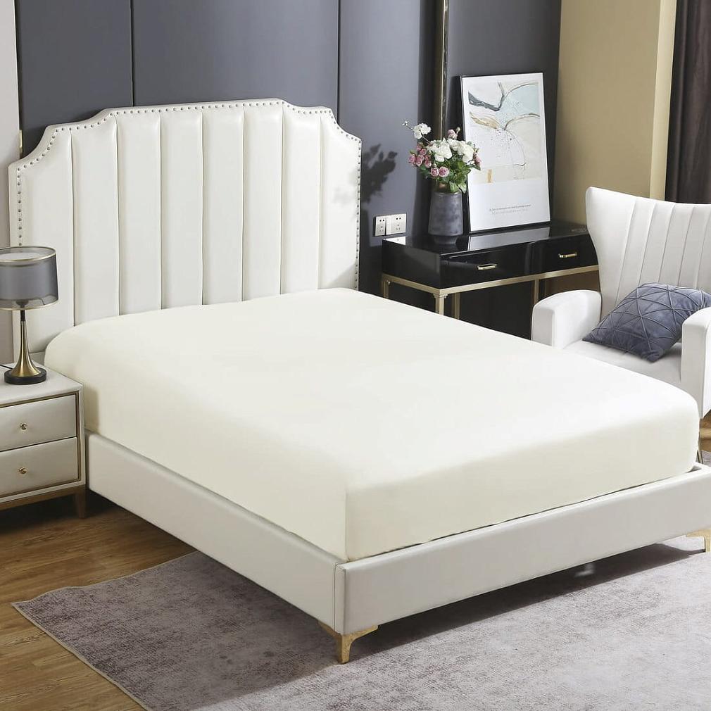 Prześcieradło satyna bawełniana z gumką 200x220 SIN biale