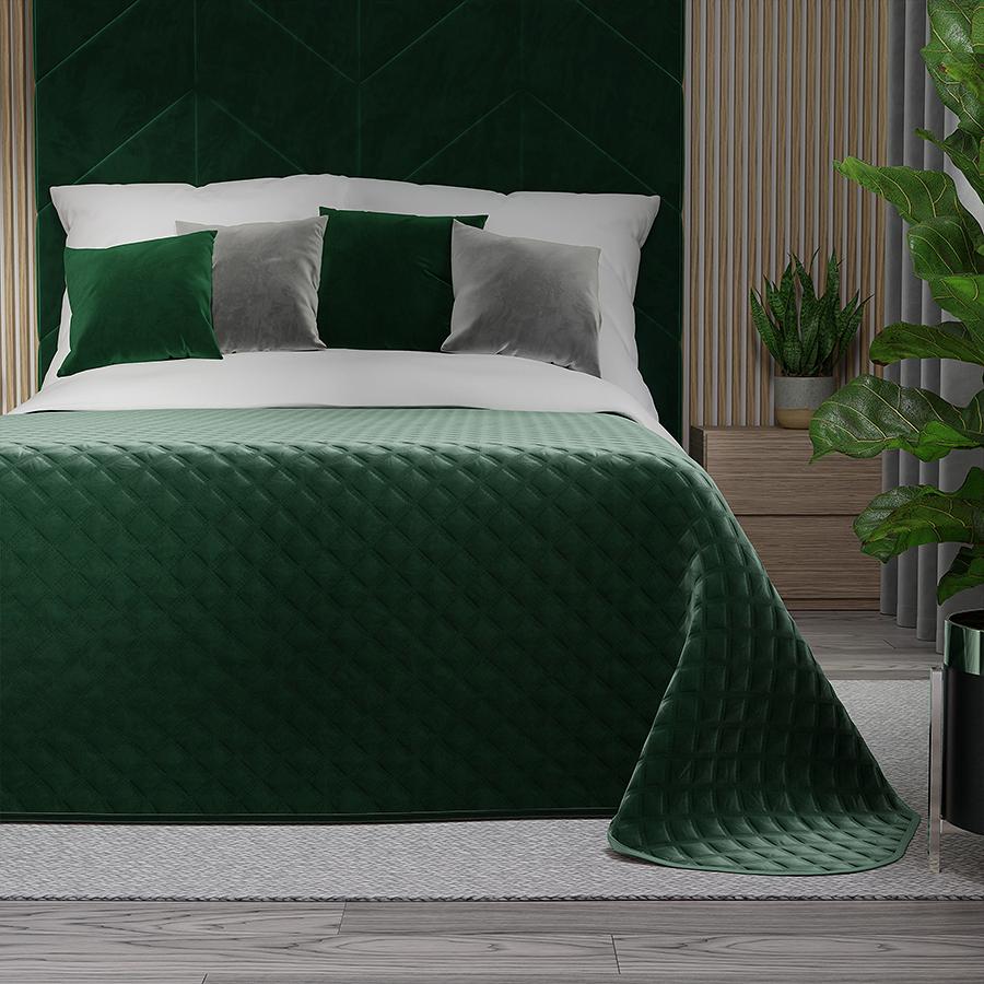 Narzuta dekoracyjna VELVI 170x210 pikowana w geometryczny wzór butelkowa
