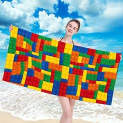 Ręcznik plażowy 100x180 wielokolorowy klocki lego