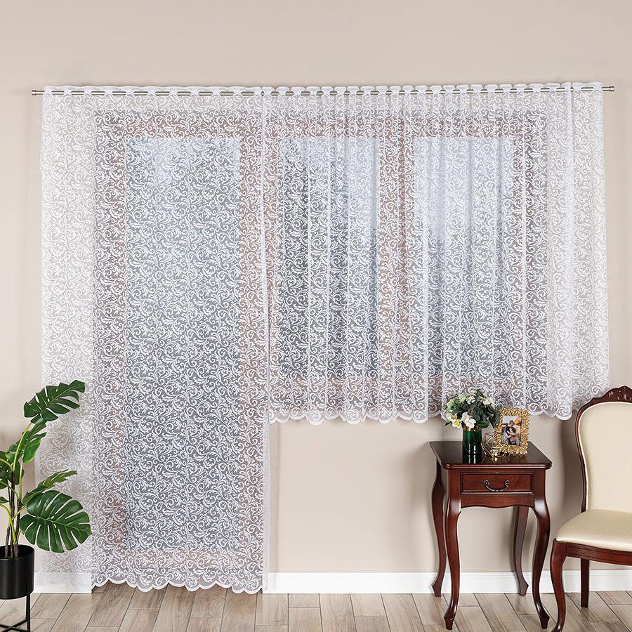 Firanka żakardowa gotowa na szelkach KASJANA 140x250 biała