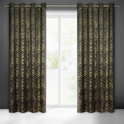 Zasłona gotowa na przelotkach SARA 140x250 Eurofirany czarno/złota