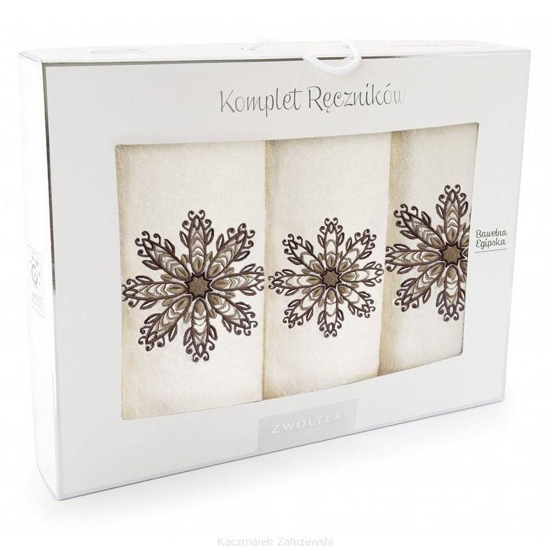 Komplet ręczników 3 szt. ZWOLTEX wzór ROZETA ecru