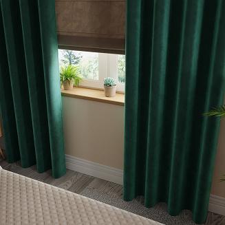 Zasłona gotowa na przelotkach VELVI 140x240 szmaragdowa