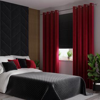 Zasłona gotowa na przelotkach VELVI 140x230 czerwona