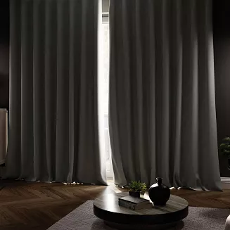 Zasłona gotowa na taśmie 140x250 SUPER BLACKOUT zaciemniająca pastelowy szary