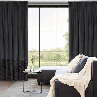 Zasłona gotowa na taśmie MARION 140x270 Eurofirany czarny