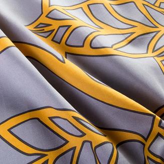 Pościel satyna bawełniana SATYNLOVE 140x200 szara w pomarańczowe liście