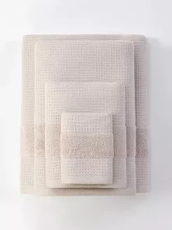 Ręcznik bawełniany wafel Checky 100x150 kaszmirowy z ozdobną bordiurą