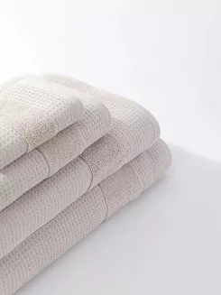 Ręcznik bawełniany wafel Checky 100x150 kaszmirowy z ozdobną bordiurą