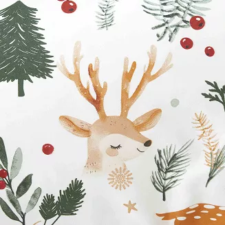 Biała Świąteczna Pościel z Mikrofibry z Nadrukiem 140x200 Christmas Forest