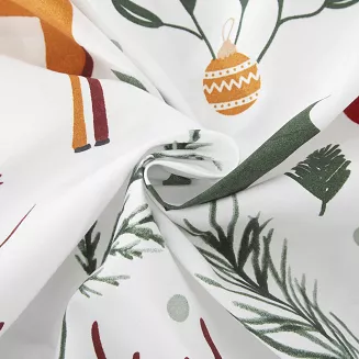 Biała Świąteczna Pościel z Mikrofibry z Nadrukiem 140x200 Christmas Forest