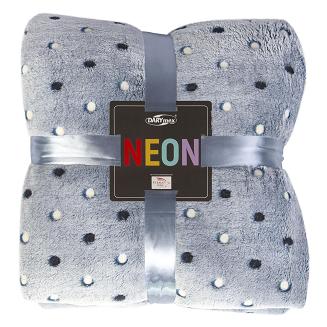 Koc narzuta z mikrofibry NEON 200x220 Darymex jano niebieski w kropki