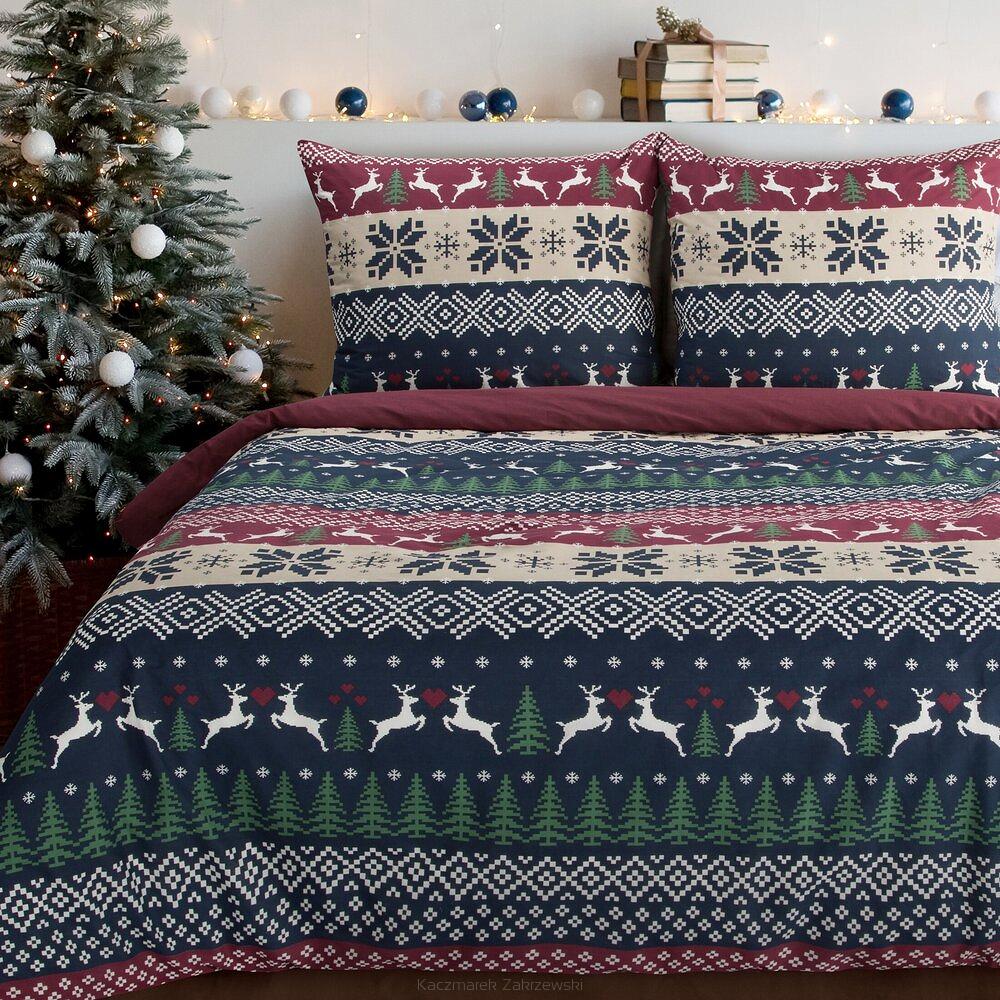 Komplet pościeli świąteczny POS 140x200 Eurofirany granatowy