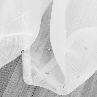 Firana gotowa na taśmie CRYSTAL 300x150 woalowa biała z kryształkami