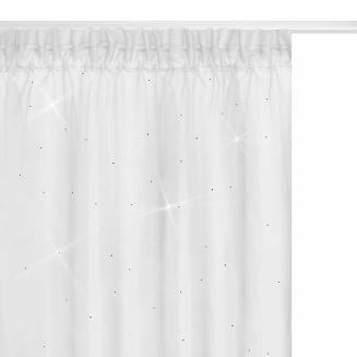 Firana gotowa na taśmie CRYSTAL 300x150 woalowa biała z kryształkami