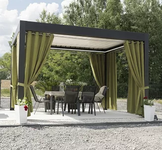 Zasłona gotowa na przelotkach GARDENIA 140x240 wodoodporna ogrodowa ciemny szarozielony