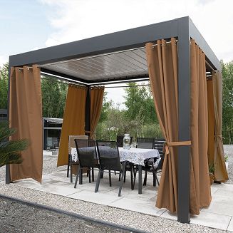 Zasłona gotowa na przelotkach GARDENIA 140x220 wodoodporna ogrodowa ciepły brązowy