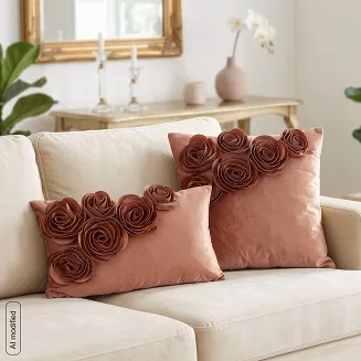 Poszewka dekoracyjna FLORES 45x45 Eurofirany rudy