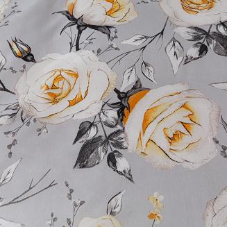 Komplet pościeli dwustronnej 160x200 szara kremowe herbaciane róże
