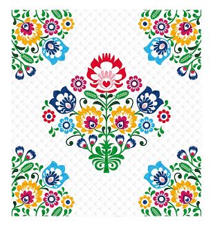 Narzuta dekoracyjna FOLKLOR 170x210 Detexpol kwiaty łowickie
