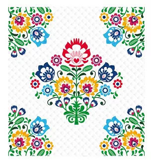 Narzuta dekoracyjna FOLKLOR 170x210 Detexpol kwiaty łowickie