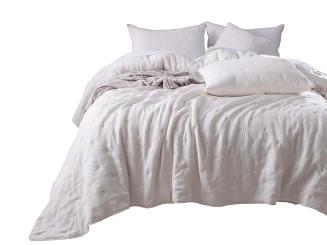 Narzuta dekoracyjna muślinowa struktura Stella 140x200 kremowa z haftem krzyżyków