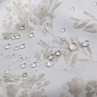 Zasłona gotowa na szelkach wodoodporna GARDEN 155x220 ogrodowa kremowa w beżowe gałązki