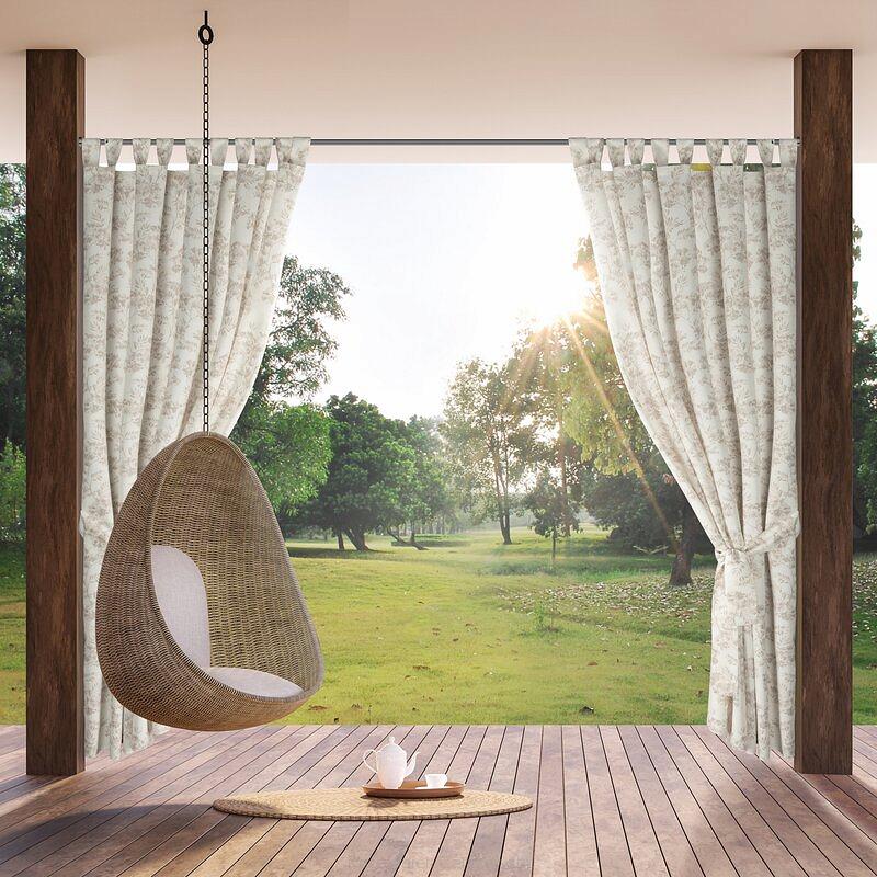 Zasłona gotowa na szelkach wodoodporna GARDEN 155x220 ogrodowa kremowa w beżowe gałązki