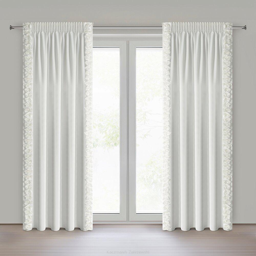 Zasłona gotowa na taśmie ROSES 140x270 Eva Minge Eurofirany kremowy