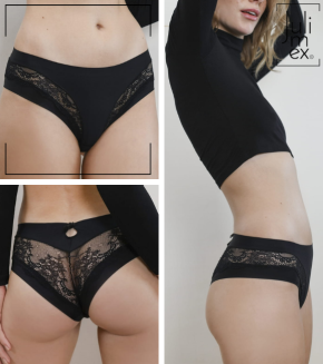Brazyliany damskie bezszwowe z koronką KISS Julimex czarne