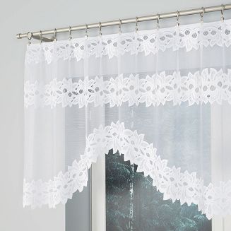 Firanka żakardowa gotowa na żabki BASTIA 260x80 biała