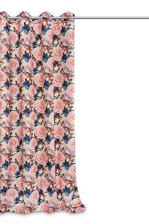Zasłona gotowa na przelotkach Rose Light 140x250 welurowa kremowa róże