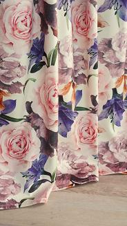 Zasłona gotowa na przelotkach Rose Light 140x250 welurowa kremowa róże