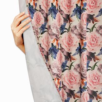 Zasłona gotowa na przelotkach Rose Light 140x250 welurowa kremowa róże