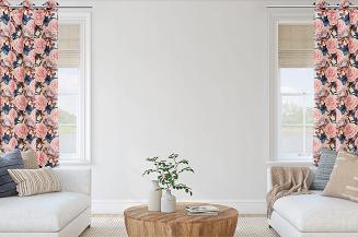 Zasłona gotowa na przelotkach Rose Light 140x250 welurowa kremowa róże