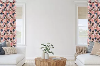 Zasłona gotowa na przelotkach Rose Light 140x250 welurowa kremowa róże