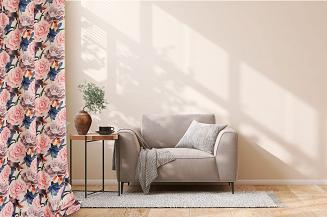 Zasłona gotowa na przelotkach Rose Light 140x250 welurowa kremowa róże