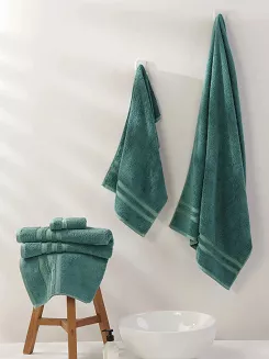 Ręcznik bambusowy Harmony 30x30 eukaliptusowy ze srebrną bordiurą