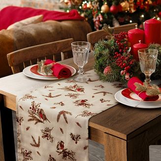 Obrus świąteczny MELODY 40x140 Eurofirany beżowy