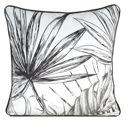Poszewka dekoracyjna PALOMA 45x45 Eurofirany biała czarna egzotyczne liście paski