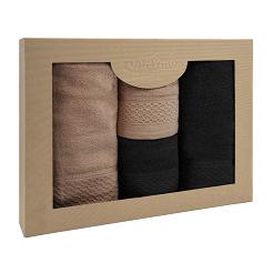 Komplet ręczników 4 częściowy Solano Darymex beżowy czarny