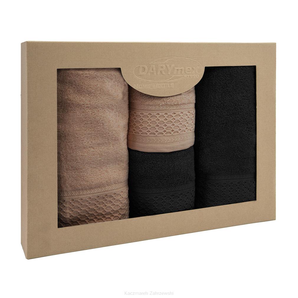 Komplet ręczników 4 częściowy Solano Darymex beżowy czarny