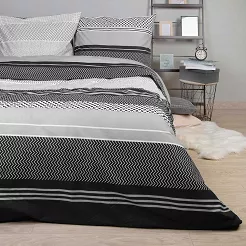 Pościel bawełniana ZIGO GREY 220x200 COTTONLOVE EXCLUSIVE szara czarna pasy