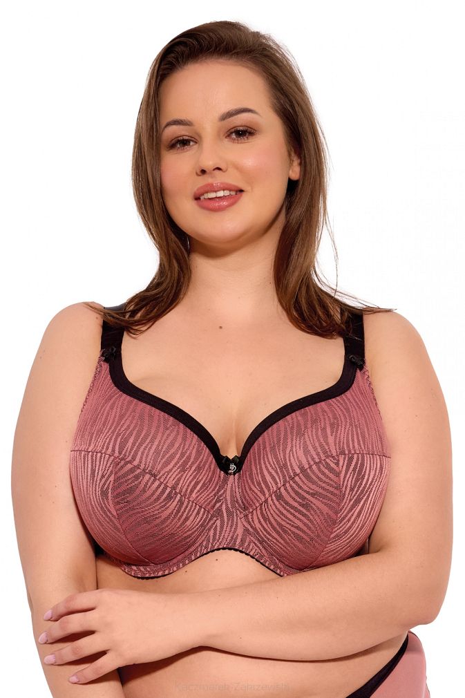 Biustonosz z koronką Semi-Soft Lise MAXI 1259 półusztywniany morelowy czarny