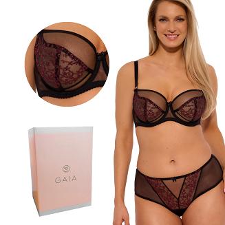 Biustonosz z haftem Soft Mona 016 czarny różowy