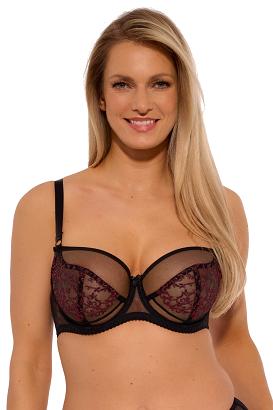 Biustonosz z haftem Soft Mona 016 czarny różowy