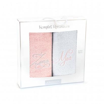 Komplet ręczników 2 szt. 70x140 Zwoltex MĄŻ-ŻONA stalowy goździk