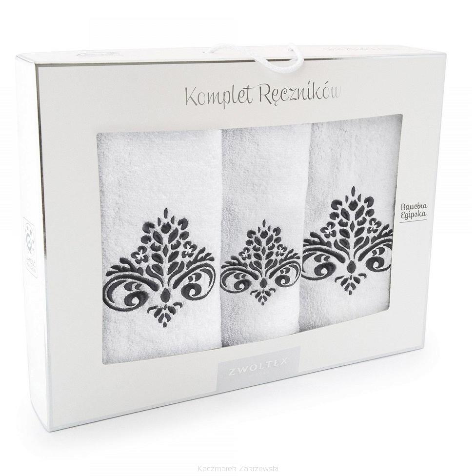 Komplet ręczników 3 szt. ZWOLTEX wzór SULTAN biały